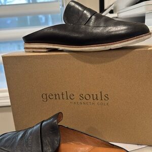 Gentle Souls Evertt Loafer Slides/Mules Black Leather Size 8